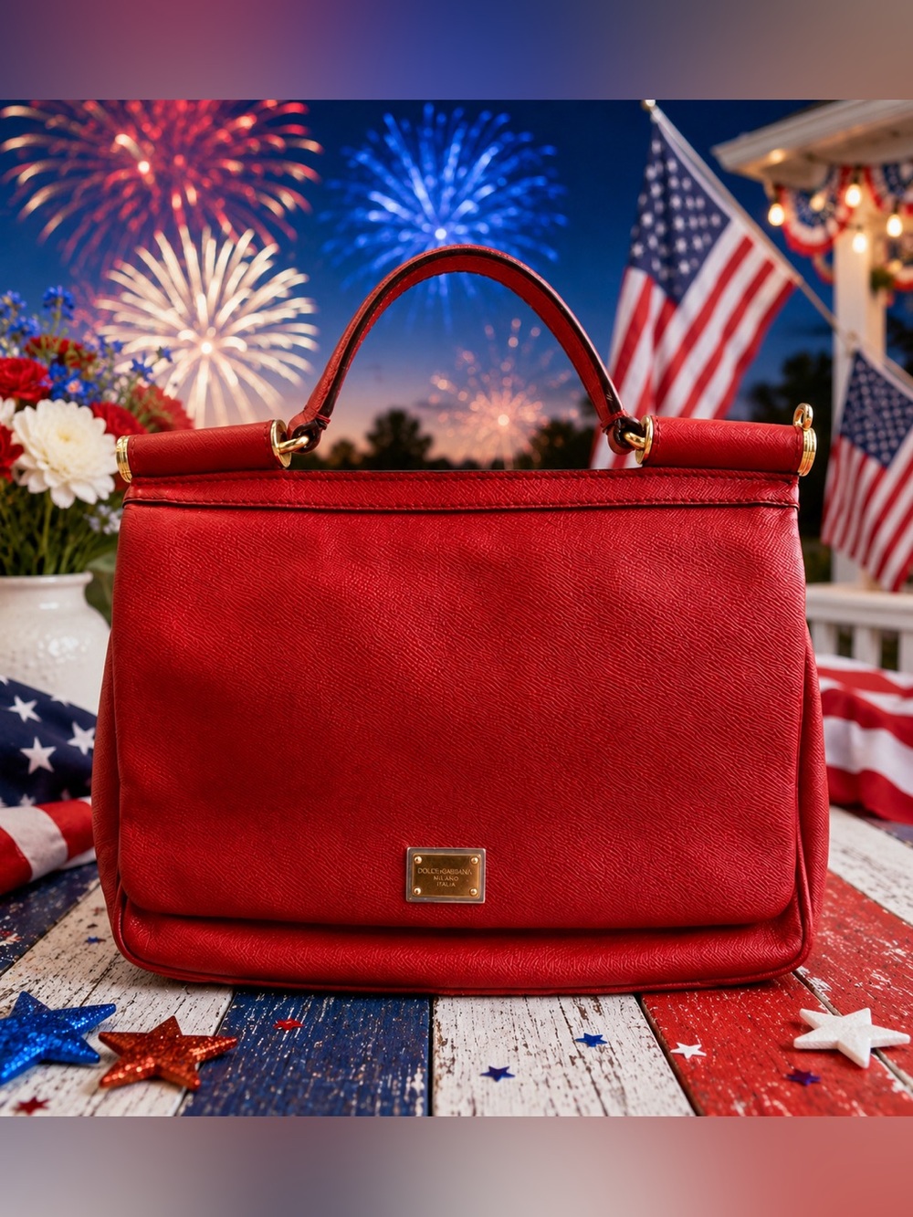 Dolce & Gabbana Sicily leather two way bag. Comes with Entrupy COA.
